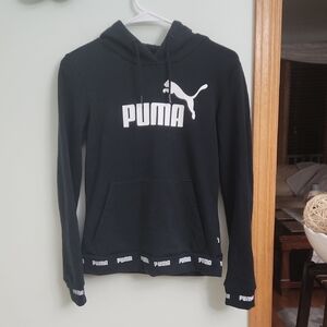 PUMA Women's Black and White Logo Hoodie